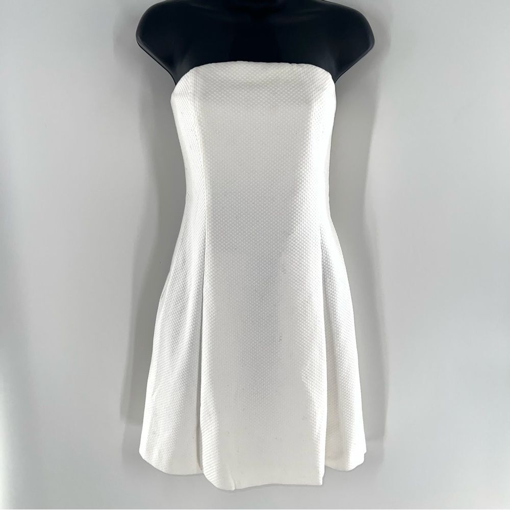 Salvatore Ferragamo White Waffle Weave Cotton Mini Dress Removable Straps-Sz 38